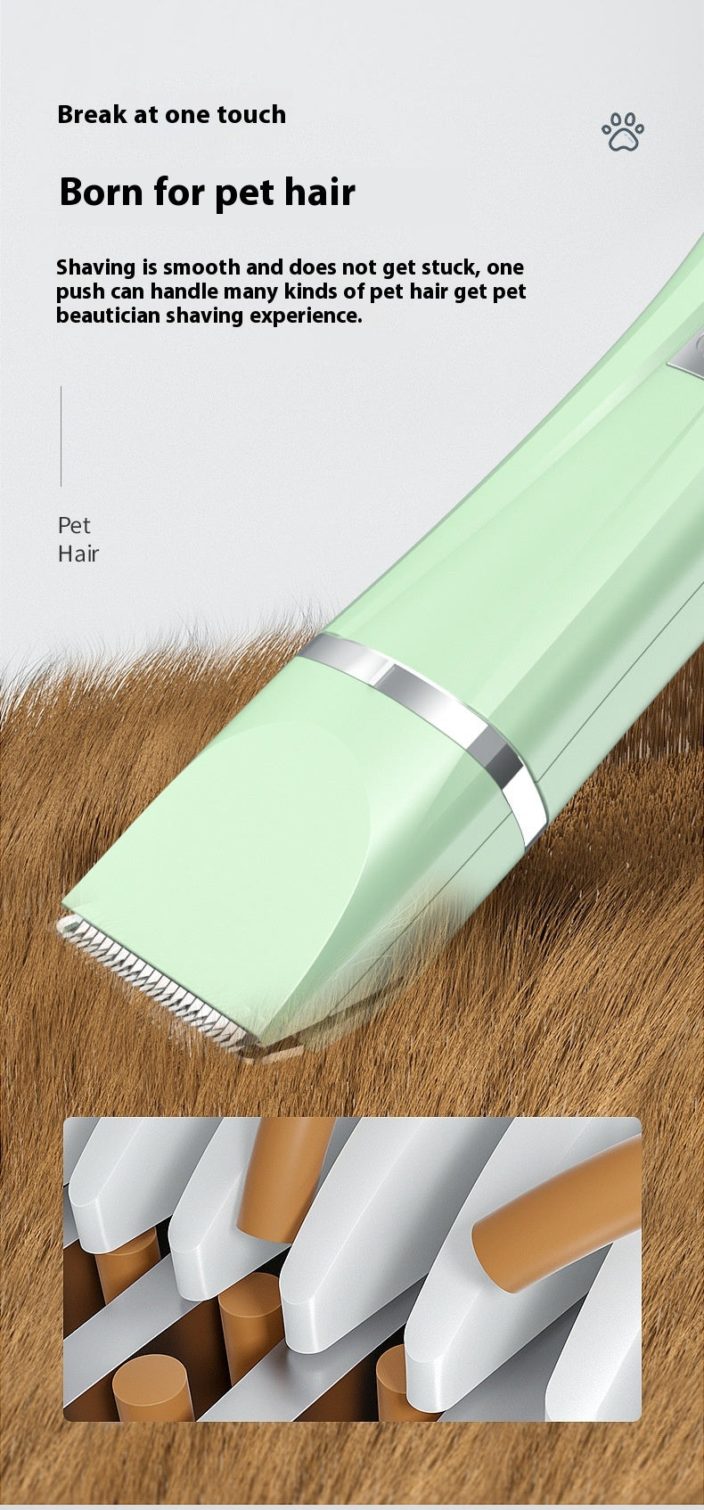 4-in-1 Professional Pet Grooming Trimmer with Ceramic & Stainless Steel Blades – Quiet & Waterproof for Dogs and Cats