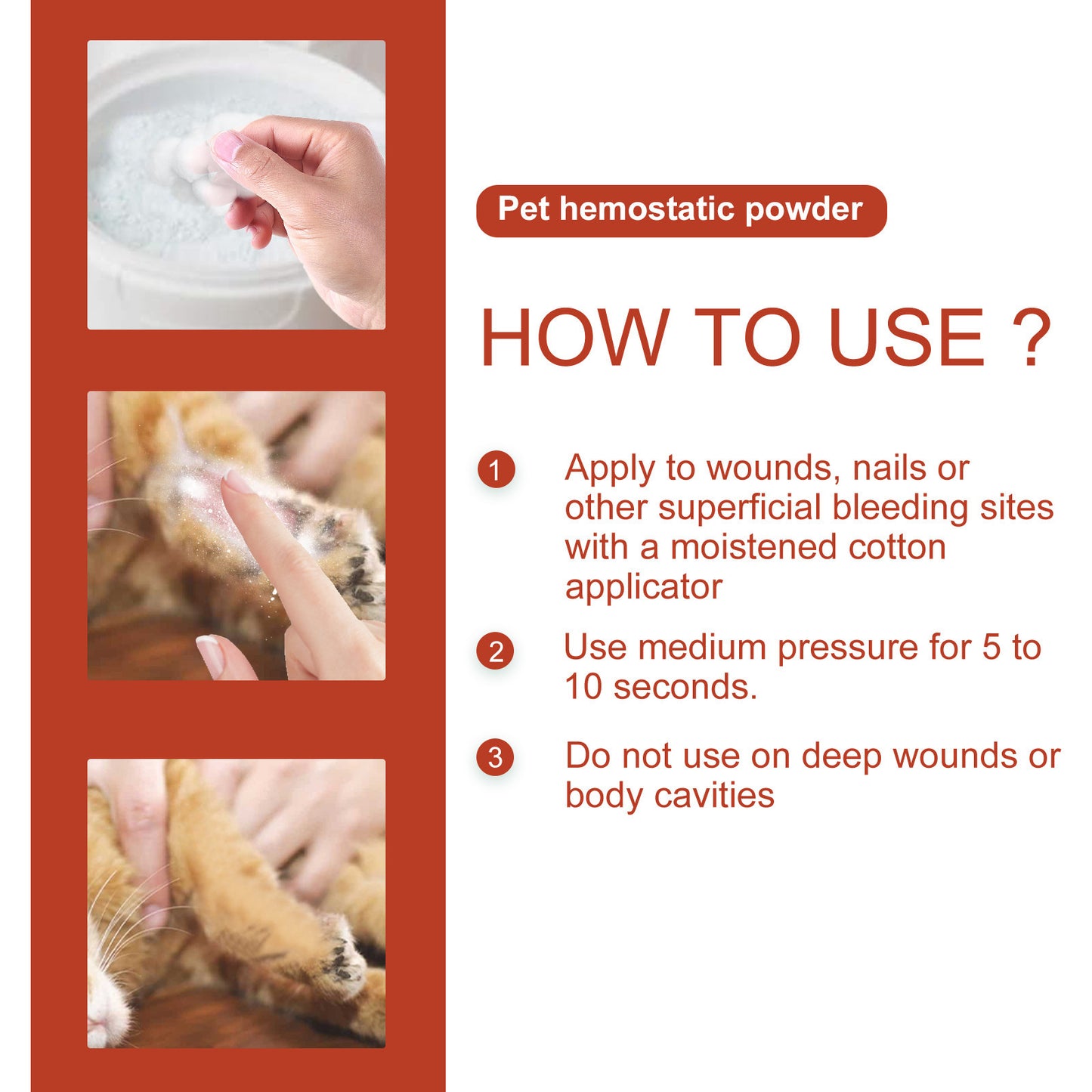 Pet Hemostatic Powder with Active Ingredients – Fast Bleeding Control for Dogs & Cats