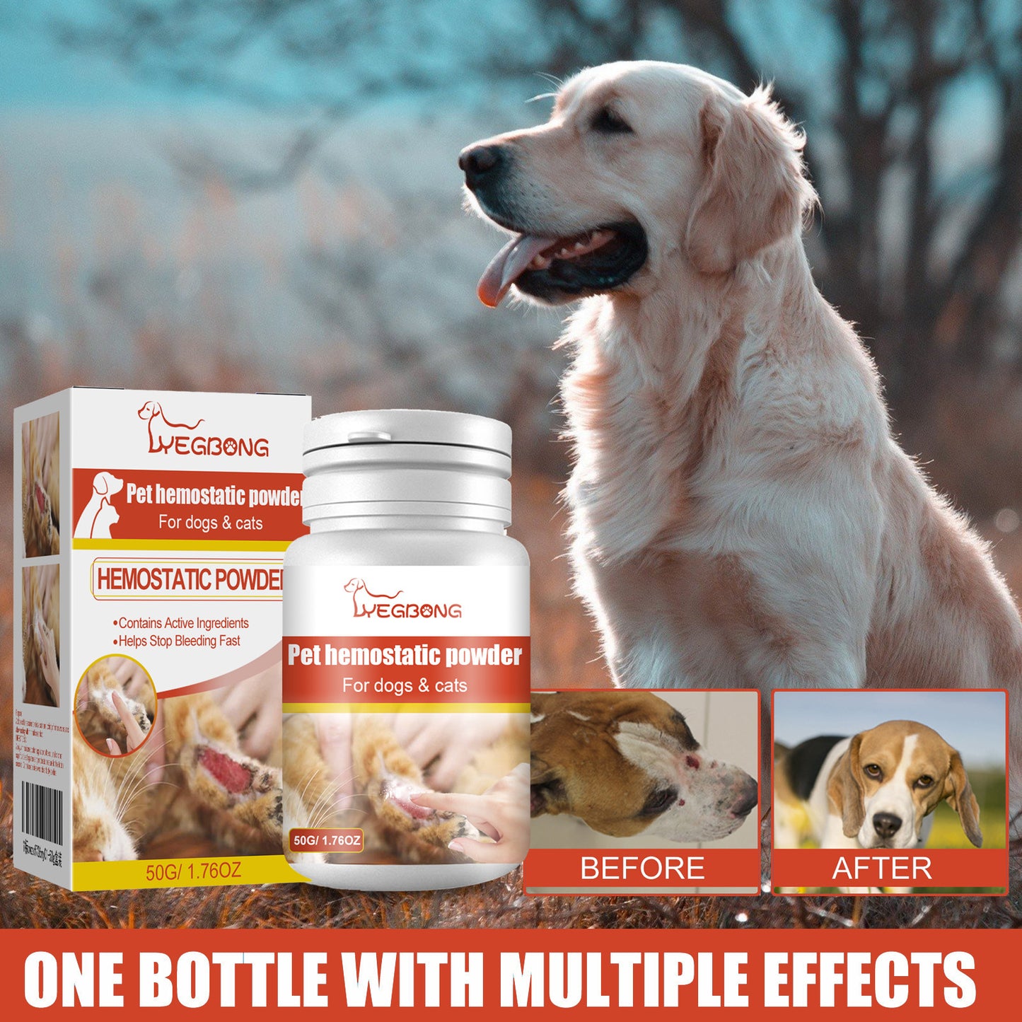 Pet Hemostatic Powder with Active Ingredients – Fast Bleeding Control for Dogs & Cats