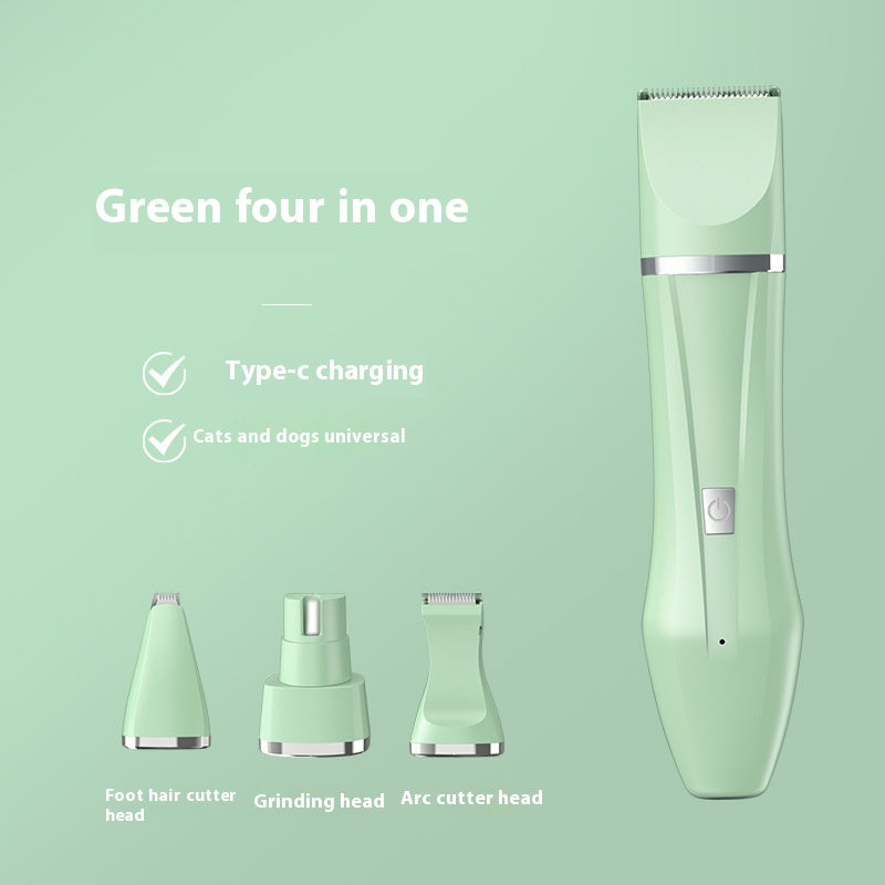 4-in-1 Professional Pet Grooming Trimmer with Ceramic & Stainless Steel Blades – Quiet & Waterproof for Dogs and Cats