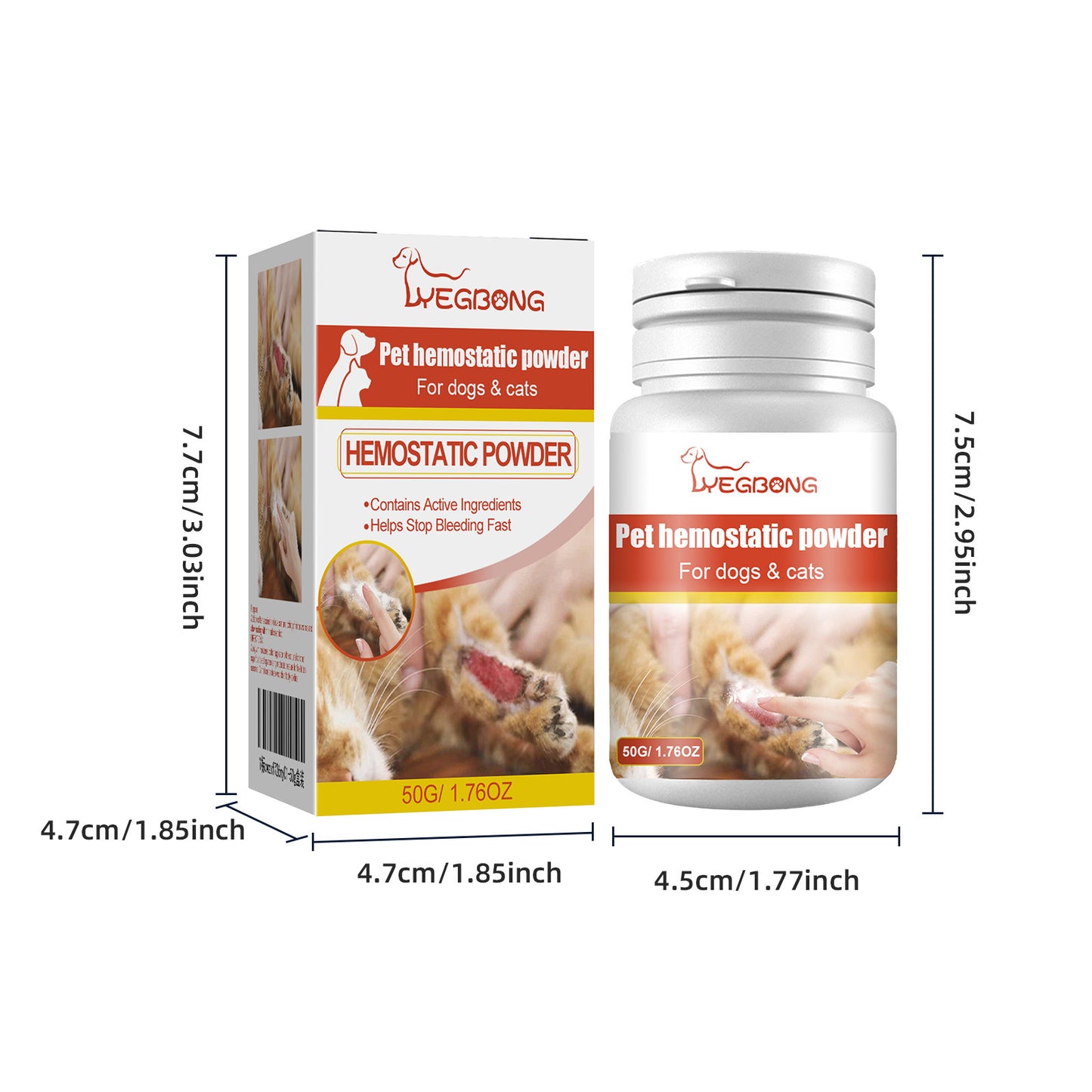 Pet Hemostatic Powder with Active Ingredients – Fast Bleeding Control for Dogs & Cats