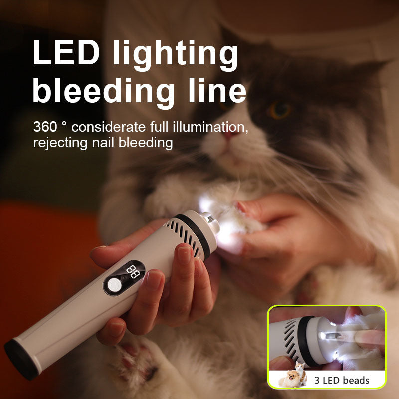 3-Speed LED Pet Nail Grinder with Diamond Head & Dust Collection – Quiet and Safe for All Pets