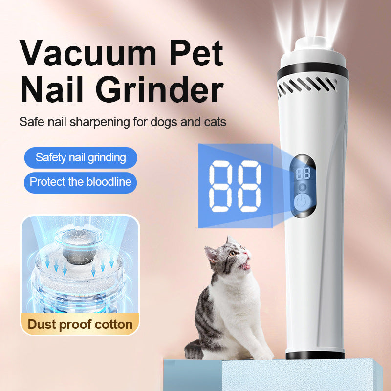 3-Speed LED Pet Nail Grinder with Diamond Head & Dust Collection – Quiet and Safe for All Pets